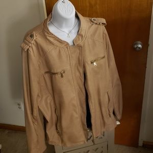 Fall Approved! Nude/Tan Faux Leather Jackett